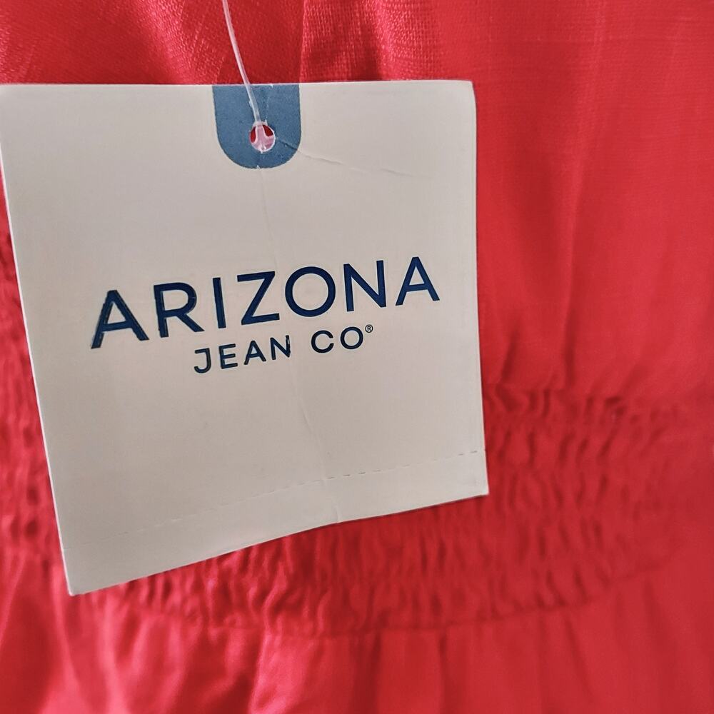 NEW Arizona Red Orange Sleeveless Tiered Knee Length Dress Size L - Picture 8 of 15